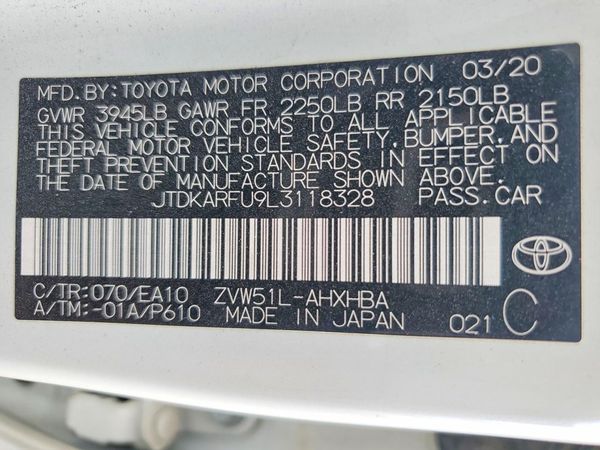 2020 TOYOTA PRIUS — VINS