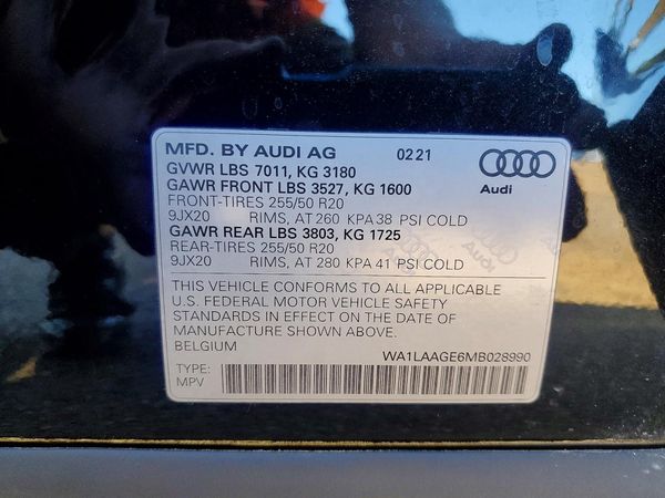 2021 AUDI E-TRON quattro Premium Plus — VINS