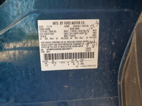 2020 FORD EDGE Titanium — VINS