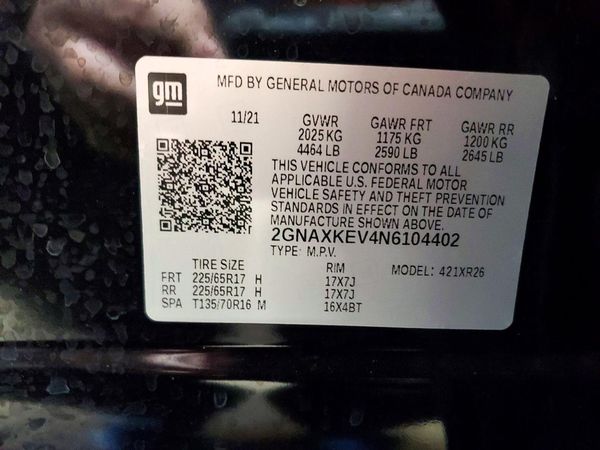 2022 CHEVROLET EQUINOX LT (1LT) — VINS
