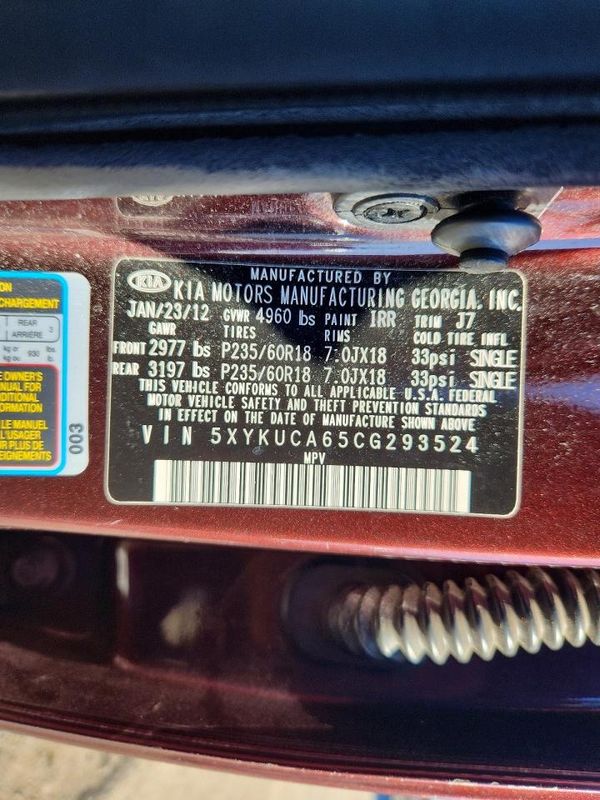 2012 KIA SORENTO GLS(Middle grade) — VINS