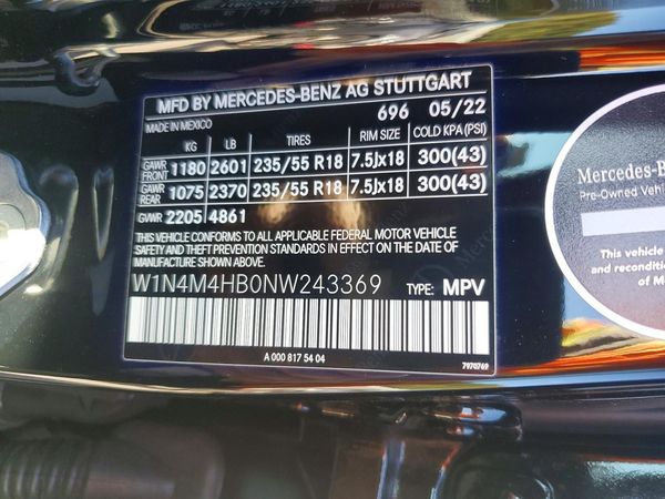 2022 MERCEDES-BENZ GLB GLB250 / GLB250 4MATIC — VINS
