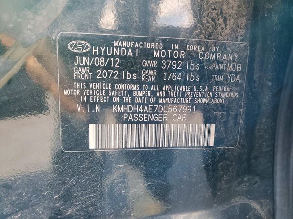 2013 HYUNDAI ELANTRA — VINS