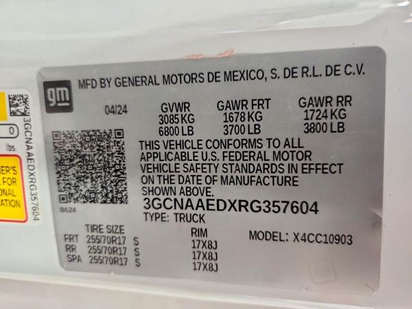 2024 CHEVROLET SILVERADO Work Truck — VINS