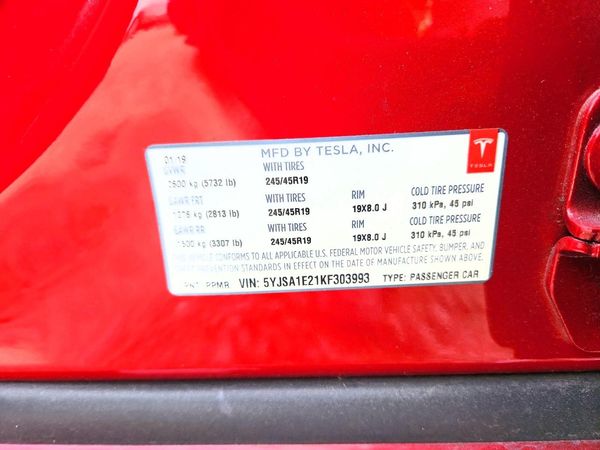 2019 TESLA MODEL S — VINS