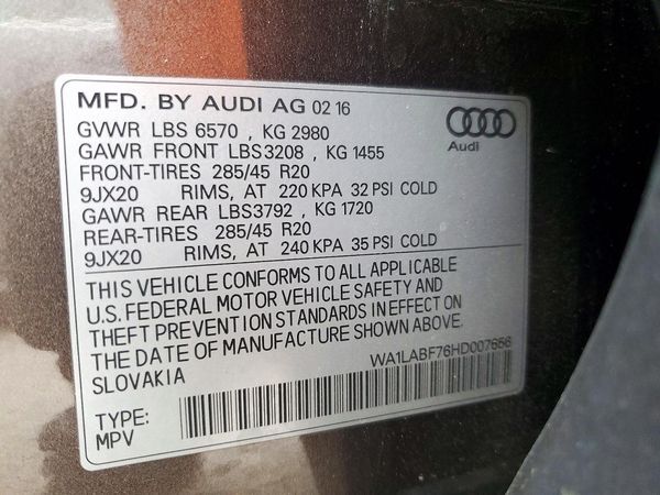 2017 AUDI Q7 quattro Premium Plus — VINS