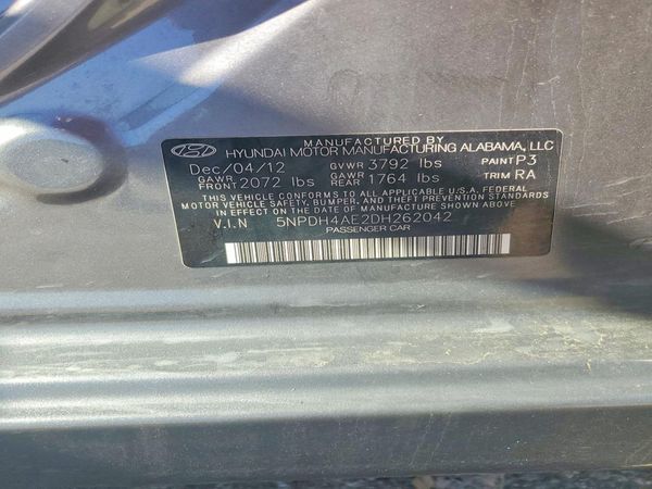 2013 HYUNDAI ELANTRA — VINS