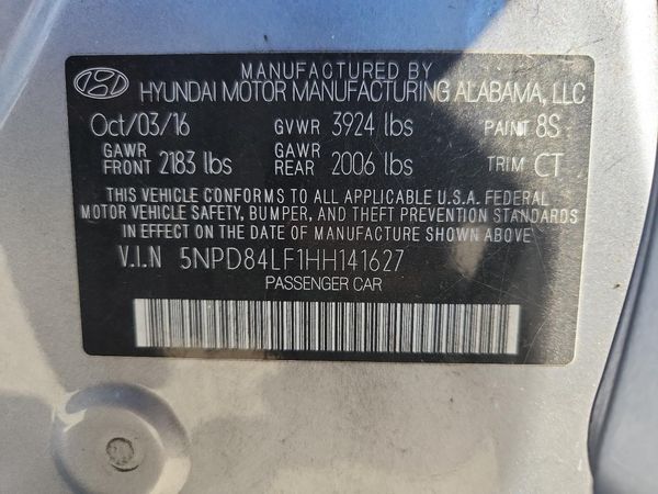 2017 HYUNDAI ELANTRA — VINS