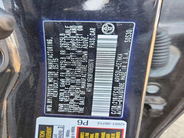 2015 TOYOTA CAMRY — VINS
