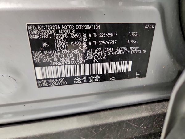 2020 TOYOTA RAV4 XLE HV — VINS