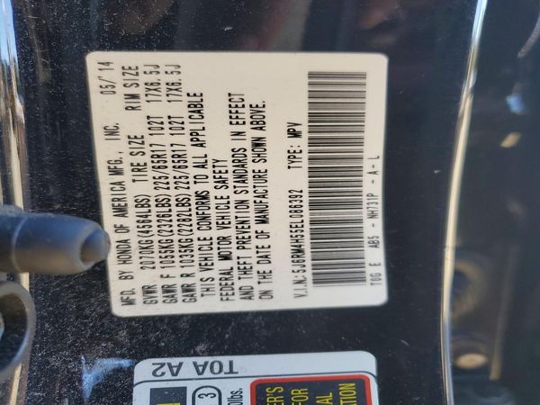 2014 HONDA CRV EX — VINS