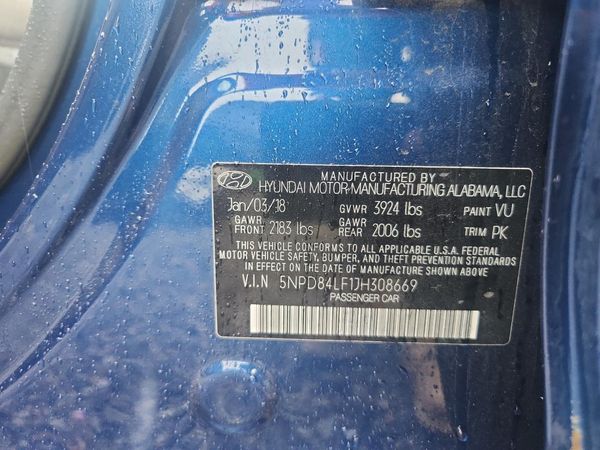 2018 HYUNDAI ELANTRA — VINS