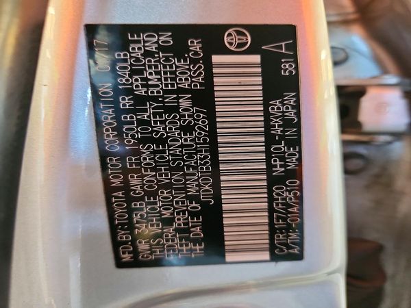 2017 TOYOTA PRIUS One/Two/Three/Four — VINS