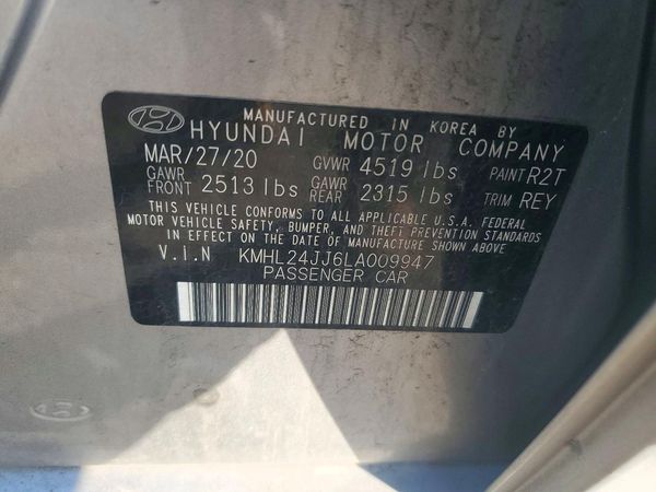 2020 HYUNDAI SONATA Blue — VINS