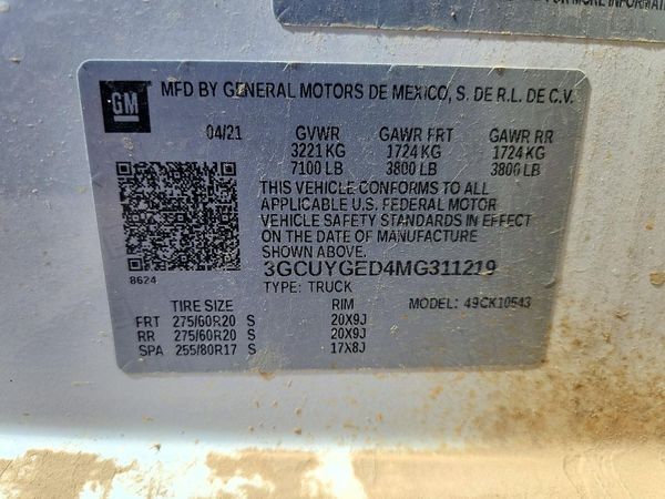 2021 CHEVROLET SILVERADO LTZ — VINS