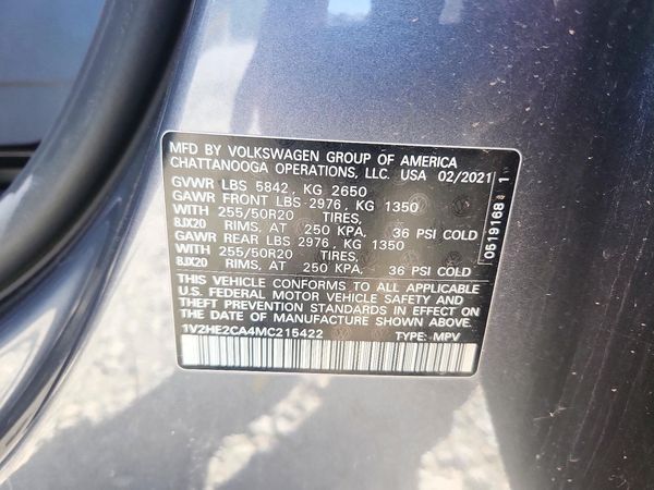 2021 VOLKSWAGEN ATLAS 4Motion SE — VINS