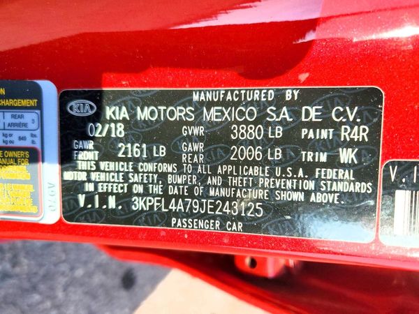 2018 KIA FORTE LX Pop,S,EX — VINS