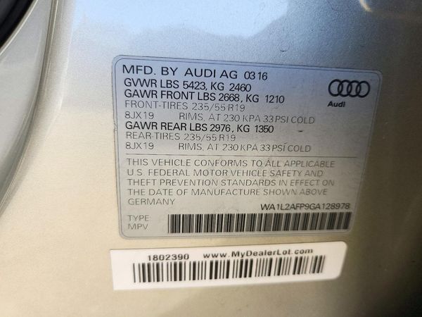 2016 AUDI Q5 quattro Premium Plus — VINS