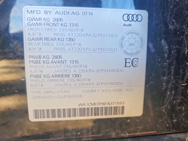 2015 AUDI Q5 — VINS