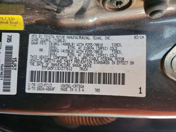 2014 TOYOTA TUNDRA SR5 — VINS