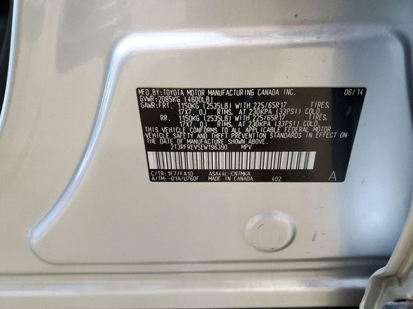 2014 TOYOTA RAV4 Sports — VINS