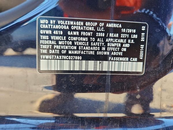 2017 VOLKSWAGEN PASSAT SE — VINS