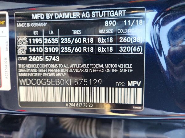 2019 MERCEDES-BENZ GLC-CLASS GLC 350 e-4M — VINS