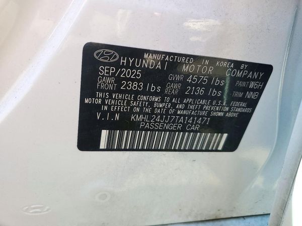 2026 HYUNDAI SONATA Blue — VINS