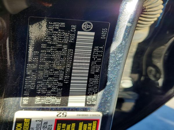 2019 TOYOTA CAMRY L/LE/SE/XLE — VINS