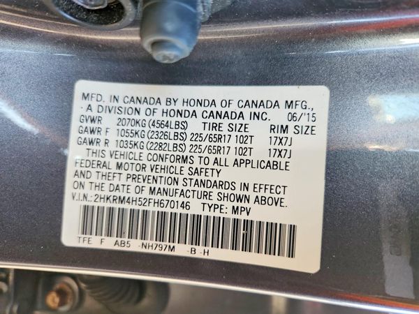2015 HONDA CRV EX — VINS