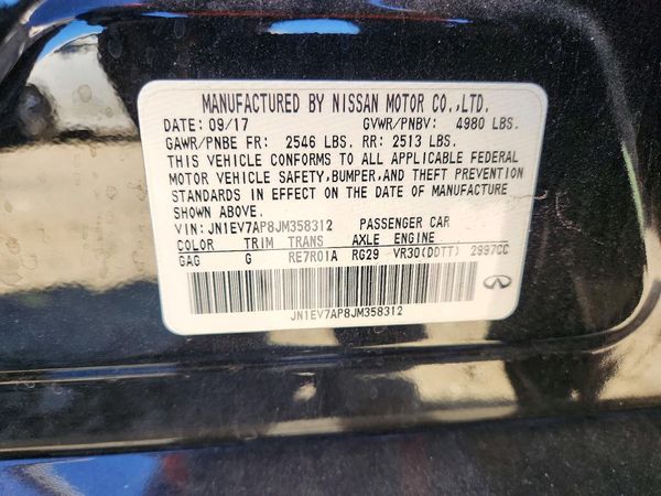 2018 INFINITI Q50 — VINS