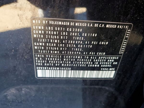 2019 VOLKSWAGEN TIGUAN — VINS