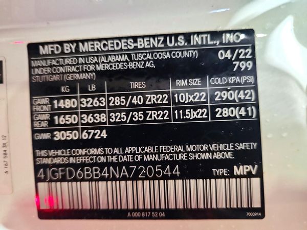 2022 MERCEDES-BENZ GLE COUPE AMG GLE53 4MATIC+ — VINS