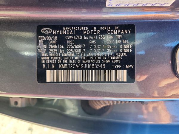 2018 HYUNDAI TUCSON SE Standard — VINS