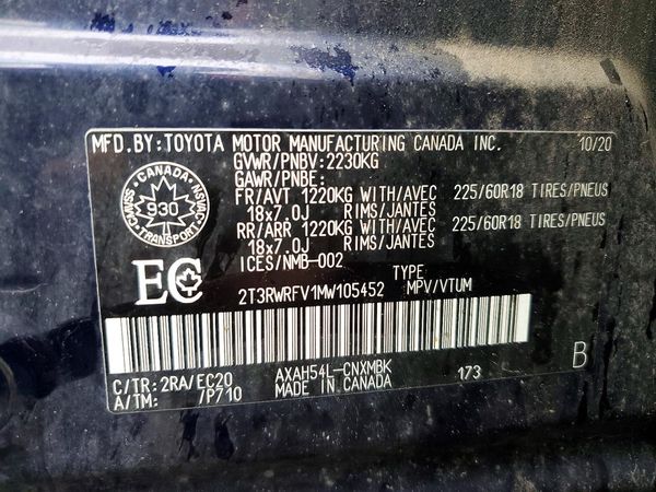 2021 TOYOTA RAV4 XLE HV — VINS