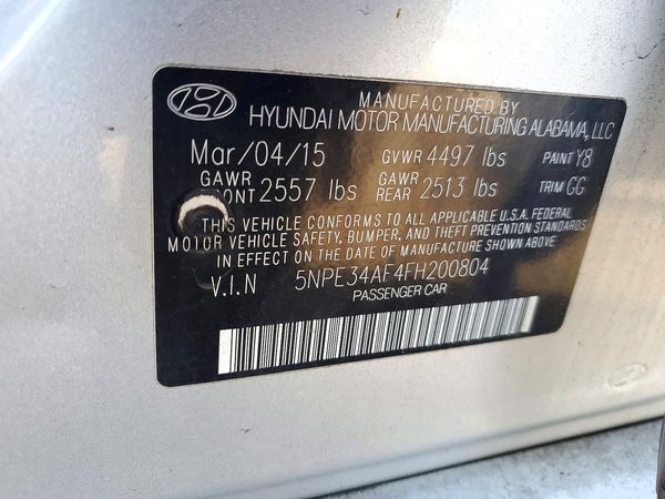 2015 HYUNDAI SONATA — VINS