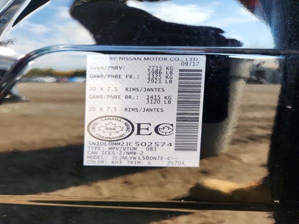 2018 INFINITI QX60 — VINS