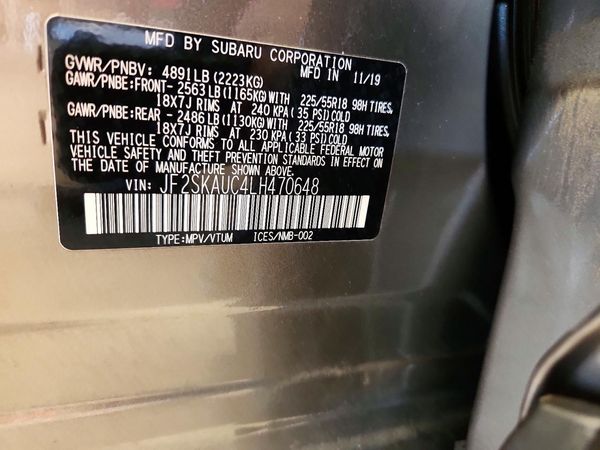 2020 SUBARU FORESTER Ltd+ES+NAVI(HK)+KA — VINS