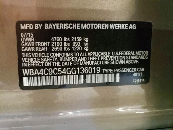 2016 BMW 428 xDrive GC — VINS