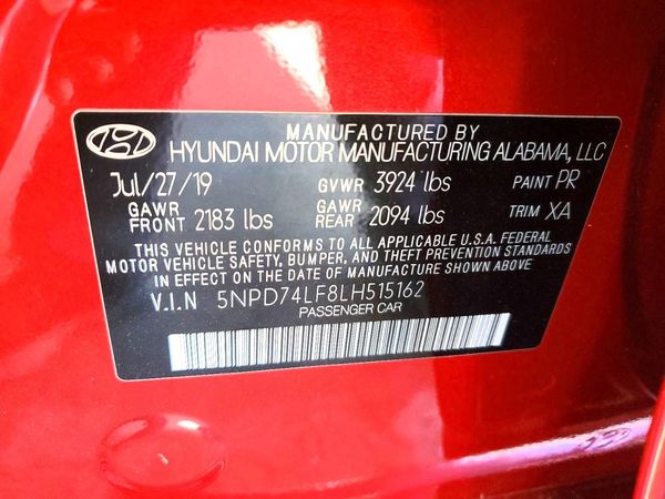 2020 HYUNDAI ELANTRA SE — VINS