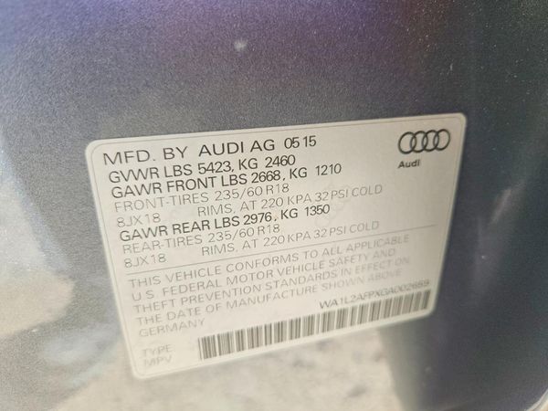 2016 AUDI Q5 quattro Premium Plus — VINS