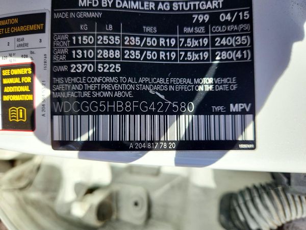 2015 MERCEDES-BENZ GLK GLK350 — VINS