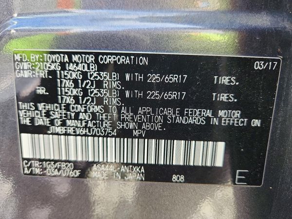 2017 TOYOTA RAV4 LE — VINS