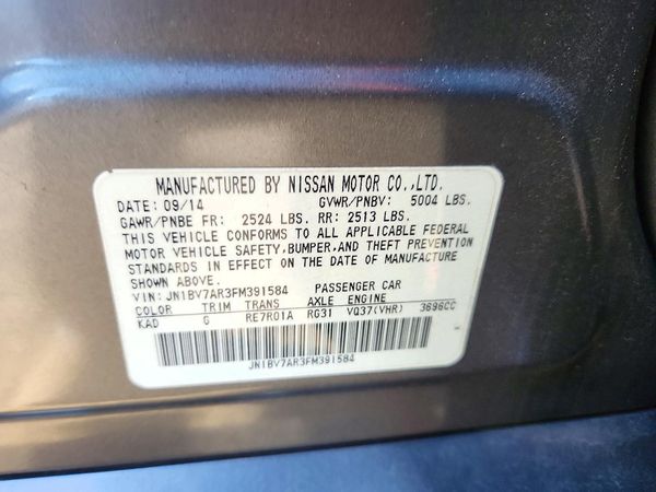 2015 INFINITI Q50 — VINS