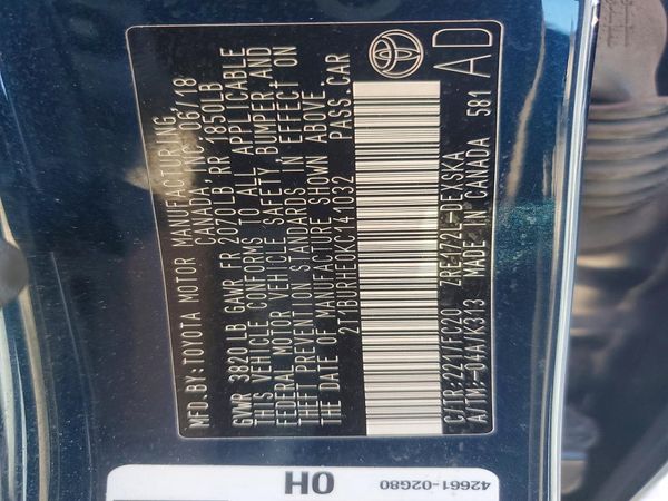 2019 TOYOTA COROLLA L/LE/SE/XLE/XSE — VINS