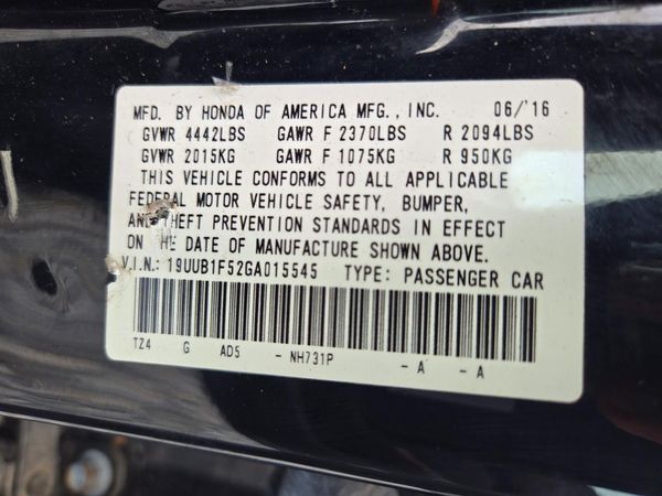2016 ACURA TLX TECH — VINS