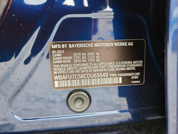 2012 BMW 535 xDrive — VINS