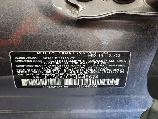 2022 SUBARU FORESTER Base Plus — VINS