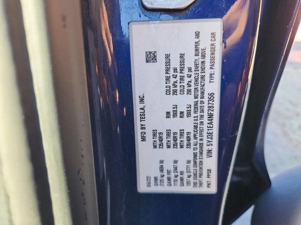 2022 TESLA MODEL 3 — VINS
