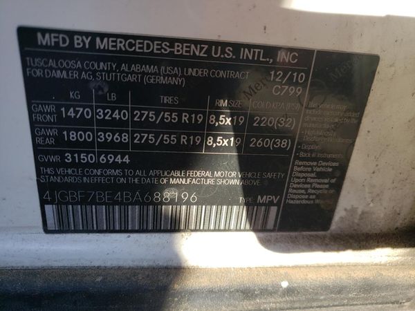 2011 MERCEDES-BENZ GL GL450 4-MATIC